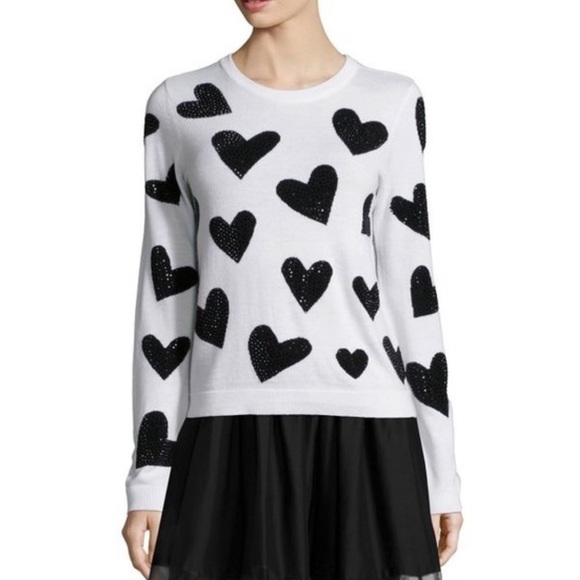 Alice + Olivia | Carey Sequin-Heart Wool Pullover Sweater - Picture 9 of 12